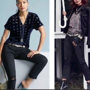 Cabi Black Distressed Boyfriend Jeans